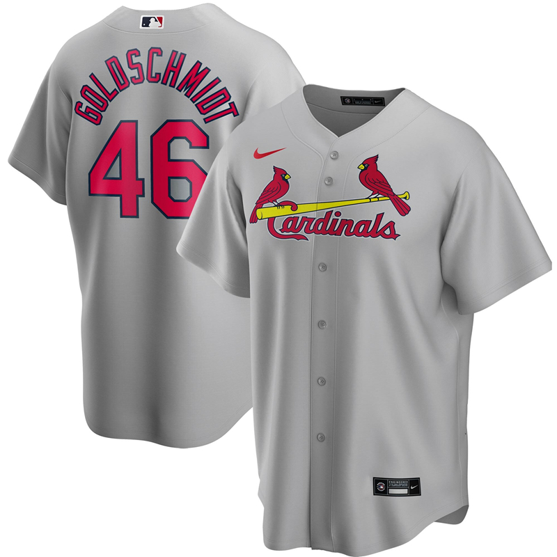 2020 MLB Men St. Louis Cardinals 46 Paul Goldschmidt Nike Gray Road 2020 Replica Player Jersey 1